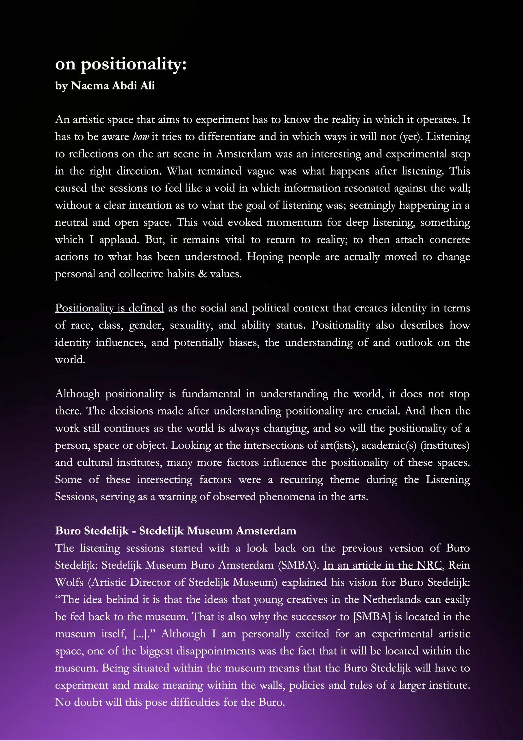 From listening to reflecting: thoughts on the Manifestation #1 Listening Sessions